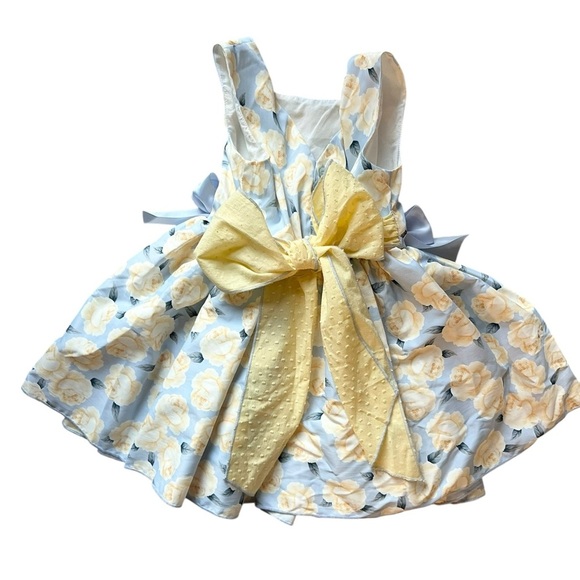 Pettigirl Blue Yellow Girl’s Floral Boutique Ruffled Dress NWT Size 4 - Picture 5 of 11